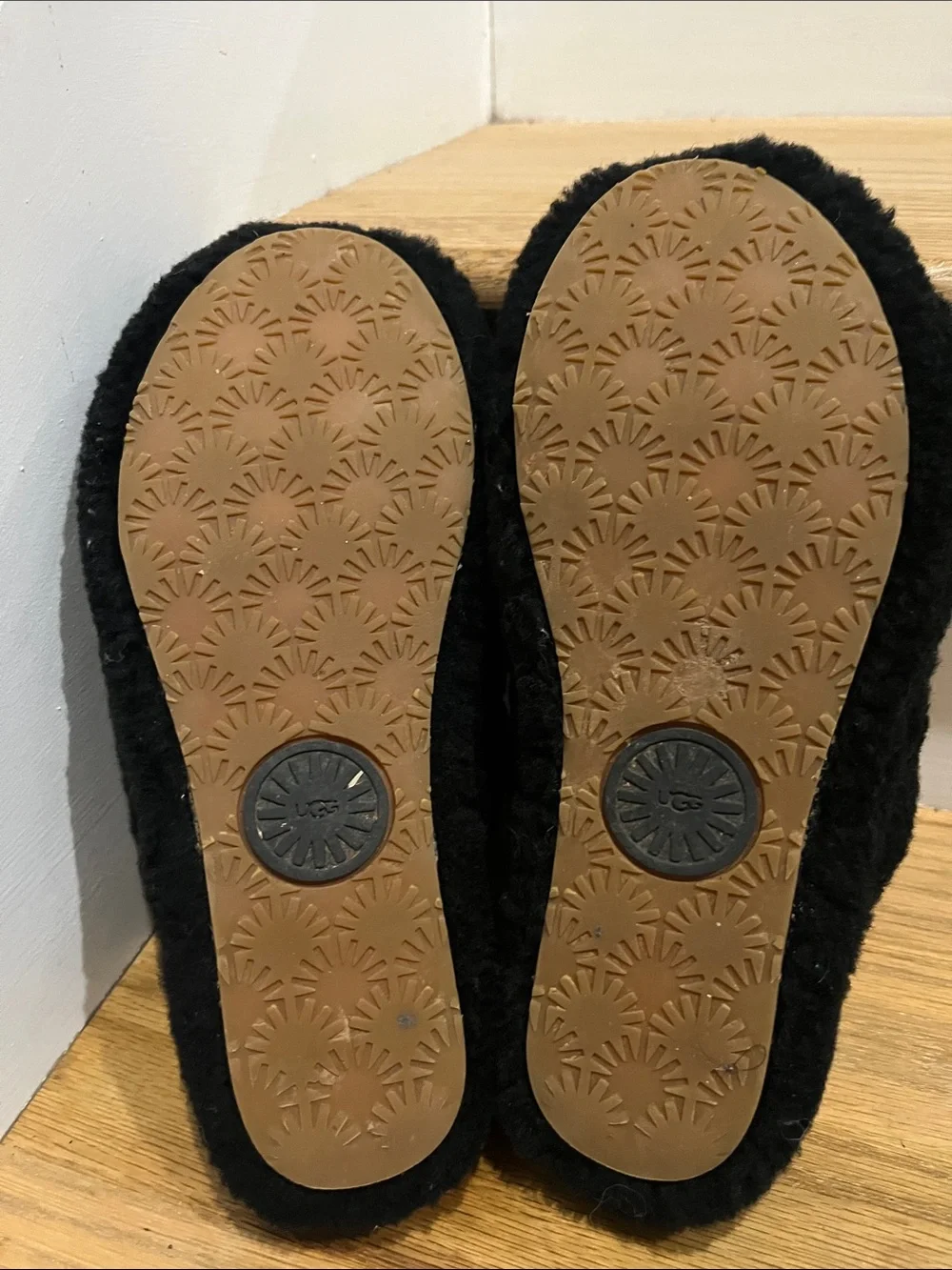 UGG Kids Black Plush Slide Slippers